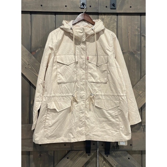 Levi's Women's 2XL Four Pocket Hooded Military Jacket Peach‎ Puree Pink NWT - Picture 7 of 16